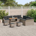 Garden Sofa Set Grey Poly Rattan with 13 Pieces, Weatherproof Outdoor Lounge Furniture for Garden, Patio, Balcony, Modular with Storage Space, Comfortable Cushions and Cushions