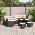 Garden Sofa Set 10-Piece Black Poly Rattan with Cushion Weatherproof Lounge Furniture for Garden Balcony Patio Outdoor with Storage Space and Aluminium Frame Cosy and Space-Saving