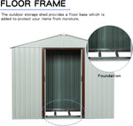 SKYXIU Outdoor Storage Shed Waterproof,Metal Garden Shed for Bike,Trash Can, Machine,Galvanized Steel Outdoor Storage Cabinet,Outdoor Metal Shed for Backyard, Patio(8ft x 4ft)