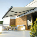 Outdoor Motorized Retractable Sun Shade Awning Electric Adjustable Aluminum Wall Mounted for Patio Deck Balcony Yard Various Sizes