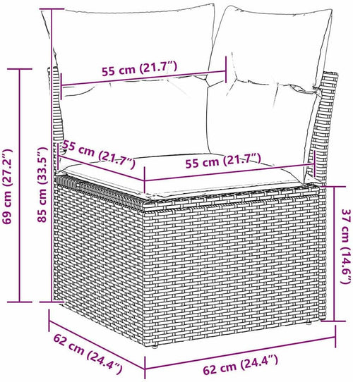 Garden Sofa Set Poly Rattan with Cushion Black Cream 13-Piece Outdoor Lounge Furniture for Garden Patio Balcony Weatherproof Modular Cosy Space Saving with Storage Function