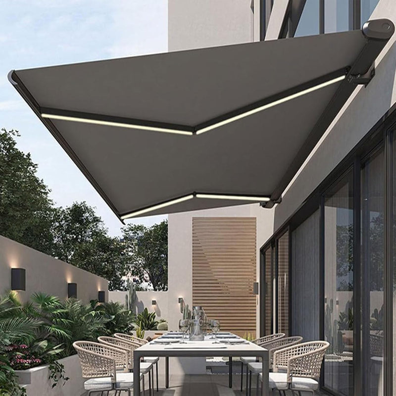 Patio Awning Electric Motorized Retractable, UV & Water-Resistant 3x2.5m Outdoor Shade Canopy for Garden Decks Sun Protection