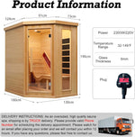 Far Infrared Wooden Sauna with Recliner, Personal Indoor Home Spa, Traditional Saunas Room with 7 Color Lights, 10 Minutes Warm-up Heater Tube & Carbon Panels, Oxygen Bar (2300W/220V, Hemlock)