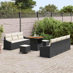 Garden Sofa Set 10-Piece Black Cream Poly Rattan with Cushions, Weatherproof Lounge Furniture for Balcony, Patio and Conservatory, Modular, Space-Saving, Cosy