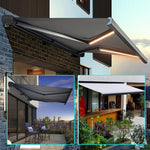 Motorized Electric Retractable Patio Awning with LED Light, UV & Water-Resistant Fabric, Outdoor Sun Shade Shelter for Door Window Canopy, 118X59in