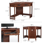 Leick Home 82430 Mission Corner Desk, Writing Computer Desk with Drop Front Keyboard Drawer, for Home Office, Solid Wood, Mission Oak