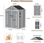 NicBex 6×5 Resin Outdoor Storage Shed with Floor & Window– All-Weather Lockable Small Tool Shed, Outdoor PP Plastic Garden Sheds & Outdoor Storage for Garden, Patio & Backyard – Light Gray