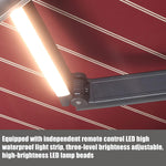 Retractable Patio Awning with LED Light, UV Heat Resistant Sunshade for Windows Doors, Ideal Courtyard Cafe Canopy