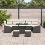 Garden Sofa Set 10-Piece Black Poly Rattan with Cushion Weatherproof Lounge Furniture for Garden Balcony Patio Outdoor with Storage Space and Aluminium Frame Cosy and Space-Saving