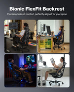 LiberNovo PRO AirFlow Dynamic Ergonomic Office Chair with Footrest, Desk Chair with Active AirFlow Seat Ventilation, 2 Ventilation Speeds, 5 Recline, Built-in Spine Stretch, for Office, Graphite 48cm