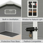 Outdoor Resin Storage Shed 6x4.4 FT, Gizoon Upgraded Waterproof Outside Sheds Storage with Floor Window Lockable Door Included, Plastic Sheds for Backyard Garden Patio Lawn Tools, Grey