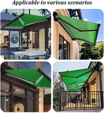 Motorized Retractable Patio Awning with LED Light, Full Box Design, Thickened Chain Arm, Aluminum Alloy Seat for Deck Yard