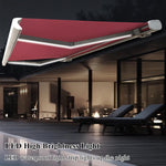 Patio Electric Retractable Awning w/LED Light, Sunshade Shelter with Manual Crank Handle & Remote Control, Outdoor Canopy for Deck Balcony Yard, 78.7x59in