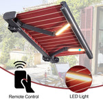 Electric Patio Awning Retractable with Remote Control, LED Lights, Waterproof Deck Balcony Yard Automatic Awning, 9.8X4.9ft