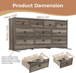 VVFLU Farmhouse 10 Drawer Dresser for Bedroom – 63'' Long Dresser Wood Chest of Drawers,TV Stand for 75 inch TV, Storage Organizer Furniture, Hallway, Entryway, Closet, Brownish Grey