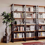 Book Shelf Open Bookcase Living Room Bedroom Simple Floor-standing Storage Rack Office Solid Wood Bookshelf Iron for Living Room, Home Office, Bedroom
