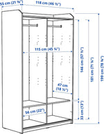 ProTuning HAUGA Wardrobe with sliding doors, grey, 118x55x199 cm