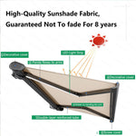Outdoor Motorized Retractable Sun Shade Awning Electric Adjustable Aluminum Wall Mounted for Patio Deck Balcony Yard Various Sizes
