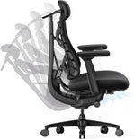 LiberNovo PRO AirFlow Dynamic Ergonomic Office Chair, Desk Chair with Active AirFlow Seat Ventilation, 2 Ventilation Speeds, 5 Recline, Built-in Spine Stretch, for Home Office, Graphite 48cm