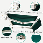 Outdoor Patio Electric Retractable Awning Sun Shade w/Remote Control & Manual Crank Handle, 3x1.5m for Courtyard Balcony Deck Shop Restaurant Cafe