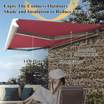 Patio Electric Retractable Awning w/LED Light, Sunshade Shelter with Manual Crank Handle & Remote Control, Outdoor Canopy for Deck Balcony Yard, 78.7x59in