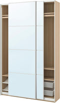 ProTuning PAX/AULI Wardrobe with sliding doors, white stained oak effect/mirror glass, 150x43x236 cm