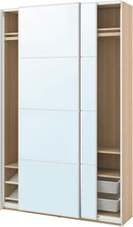 ProTuning PAX/AULI Wardrobe with sliding doors, white stained oak effect/mirror glass, 150x43x236 cm
