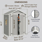 Outdoor Resin Storage Shed 6x4.4 FT, Gizoon Upgraded Waterproof Outside Sheds Storage with Floor Window Lockable Door Included, Plastic Sheds for Backyard Garden Patio Lawn Tools, Grey