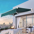 Outdoor Electric Retractable Patio Awning, Sun Shade Shelter with Manual Crank Handle, Water-Resistant Fabric & Aluminum Frame for Home/Commercial, 3x2m