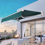 Outdoor Electric Retractable Patio Awning, Sun Shade Shelter with Manual Crank Handle, Water-Resistant Fabric & Aluminum Frame for Home/Commercial, 3x2m