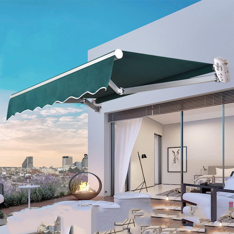 Outdoor Electric Retractable Patio Awning, Sun Shade Shelter with Manual Crank Handle, Water-Resistant Fabric & Aluminum Frame for Home/Commercial, 3x2m