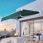 Outdoor Electric Retractable Patio Awning, Sun Shade Shelter with Manual Crank Handle, Water-Resistant Fabric & Aluminum Frame for Home/Commercial, 3x2m