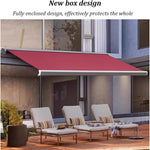 Retractable Electric Patio Awning with LED Lights & Remote Control, Aluminum Frame for Backyard, Garden, Balcony