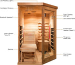 Far Infrared Wooden Sauna with Recliner, Personal Indoor Home Spa, Traditional Saunas Room with 7 Color Lights, 10 Minutes Warm-up Heater Tube & Carbon Panels, Oxygen Bar (2300W/220V, Hemlock)