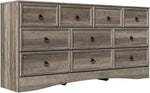 VVFLU Farmhouse 10 Drawer Dresser for Bedroom – 63'' Long Dresser Wood Chest of Drawers,TV Stand for 75 inch TV, Storage Organizer Furniture, Hallway, Entryway, Closet, Brownish Grey