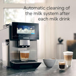 SIEMENS EQ900 Plus Fully Automatic Bean to Cup Coffee Machine, 6.8" Touch Screen Display, Auto Descaling/Cleaning, dual bean containers, baristaMode, beanIdent System, Home Connect, TQ907GZ3