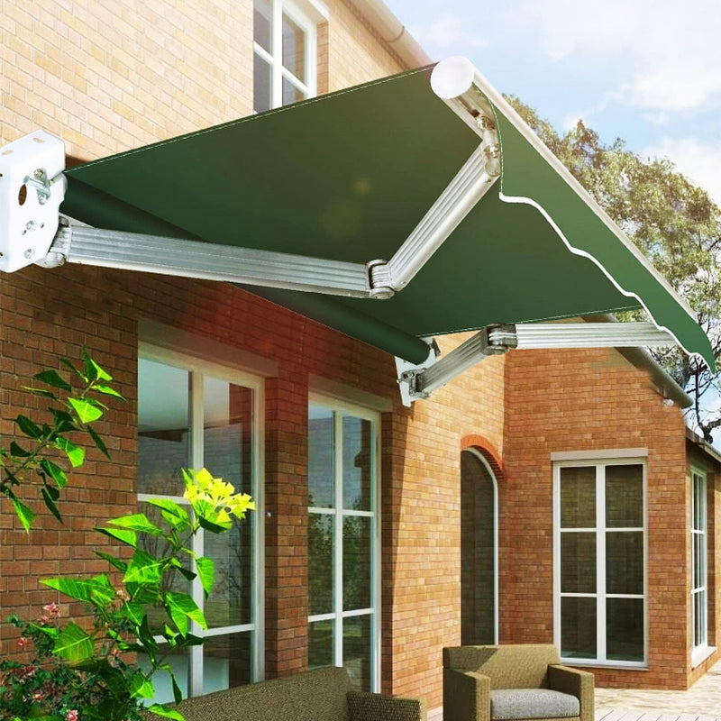 Electric Retractable Awning, Patio Window Door Outdoor Canopy with Remote Control & Manual Crank, Automatic Sunshade Shelter for Home Commercial, 118x98.4 Inch