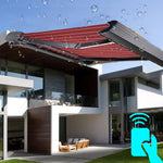 Motorized Electric Retractable Patio Awning with LED Light, UV & Water-Resistant Fabric, Outdoor Sun Shade Shelter for Door Window Canopy, 118X59in