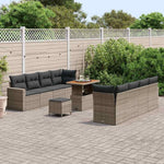 Garden Sofa Set 12-Piece Grey Poly Rattan with Cushions Weatherproof Lounge Furniture for Garden Balcony Patio Modular Corner Couch with Storage Space, Comfortable Outdoor Sofa with Aluminium