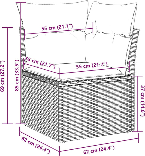 Garden Sofa Set Black Poly Rattan with Cushions 10 Pieces for Garden Balcony Patio Weatherproof Lounge Furniture with Storage Space Comfortable Upholstery Modular Ideal for Outdoor and