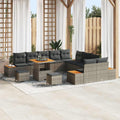 Garden Sofa Set Grey with Cushions, 13 Pieces, Made of Poly Rattan and Powder-Coated Steel for Garden, Balcony, Patio, Weatherproof Lounge Furniture with Storage Function and Table