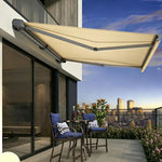Patio Electric Deck Awnings, 6.56×4.9ft(2m×2.5m) with Waterproof Polyester Cover & Aluminum Frame, Outdoor Sun Shade Umbrellas, Beige