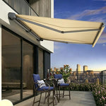 Patio Electric Deck Awnings, 6.56×4.9ft(2m×2.5m) with Waterproof Polyester Cover & Aluminum Frame, Outdoor Sun Shade Umbrellas, Beige