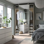 ProTuning PAX/AULI Wardrobe with sliding doors, white stained oak effect/mirror glass, 150x43x236 cm