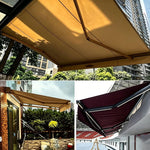 Patio Electric Deck Awnings, 6.56×4.9ft(2m×2.5m) with Waterproof Polyester Cover & Aluminum Frame, Outdoor Sun Shade Umbrellas, Beige