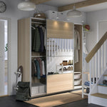 ProTuning PAX/MEHAMN/AULI Wardrobe with sliding doors, white stained oak effect double sided/white stained oak effect mirror glass, 200x66x201 cm