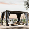 Metal Pergola with Hardtop Roof, Purple Leaf Pergola for Backyard, Aluminum Pergolas with Curtains, 10'x13' Gazebo for Garden,Patio,Black