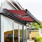Retractable Patio Awning with LED Light, UV Heat Resistant Sunshade for Windows Doors, Ideal Courtyard Cafe Canopy