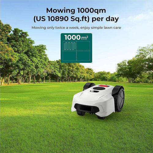 Robot Lawn Mower, Automatic Robotic Lawn Mowers with APP Control, Robotic Grass Cutter Machine Lawnmower with Intelligent Path Planning, Low Noise, Charging Station for Gardens Up To 1500㎡ Lawn Area