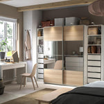 ProTuning PAX/MEHAMN/AULI Wardrobe with sliding doors, white double sided/white stained oak effect mirror glass, 250x66x201 cm